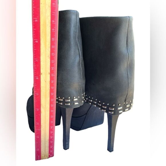 Gray Steve Madden open toes Women's Studded Ankle Booties high block heel - Picture 6 of 8